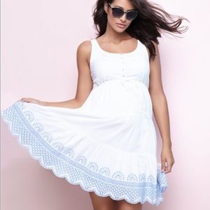 Seraphine White Cotton Embroidered Maternity Sundress, size 8 - worn twice